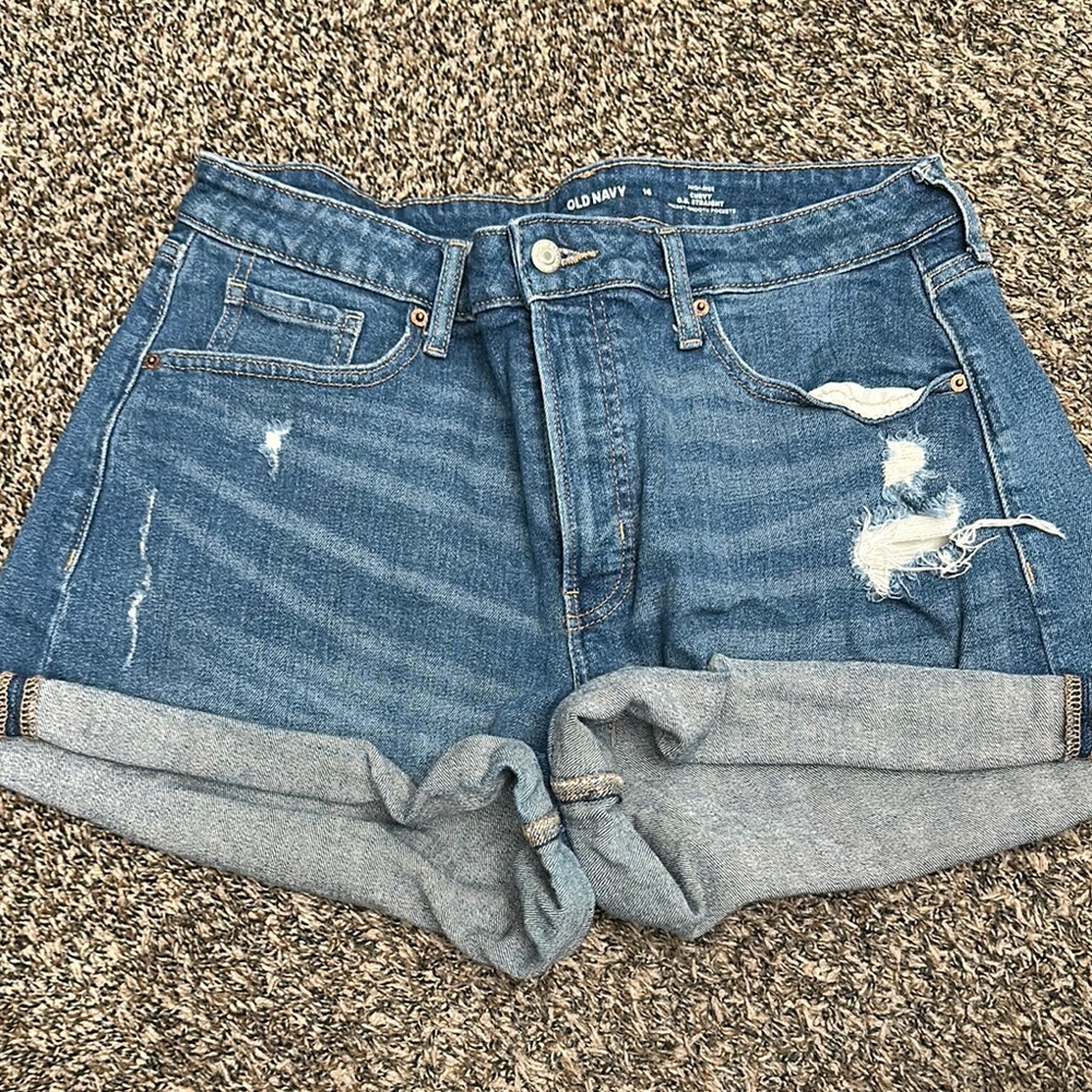 Old Navy Blue Jean Shorts Distressed High-Waisted